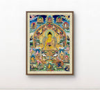Shakyamuni Buddha Hand‑Painted Regong Thangka 150×100cm | Natural Mineral Pigments 150x100 cm