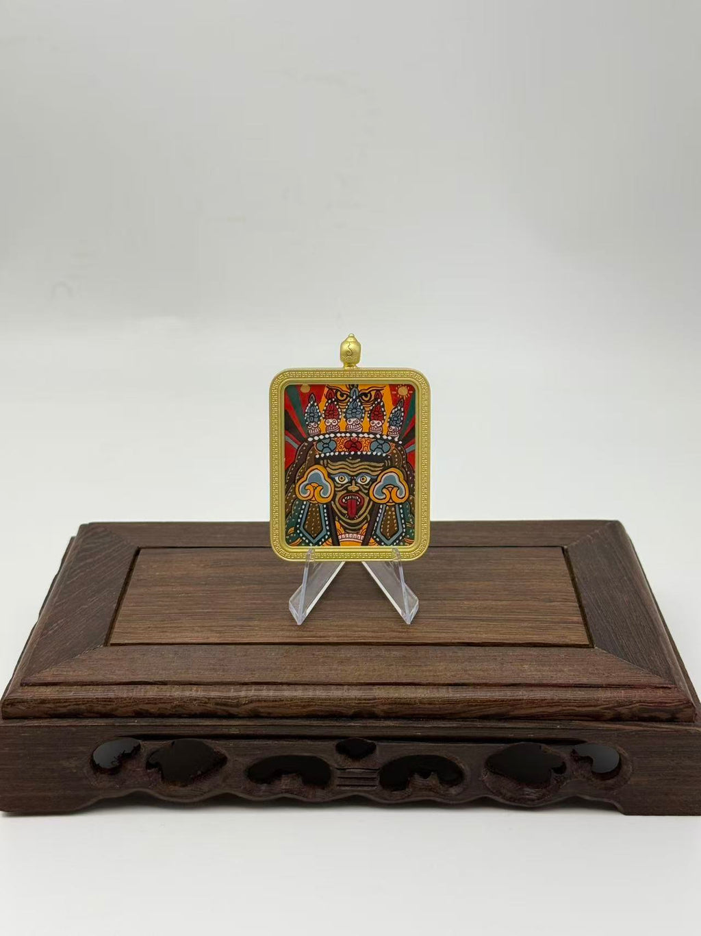 Zhaxi Lhamo Mini Regong Thangka Pendant, Hand‑Painted with Natural Himalayan Mineral Pigments