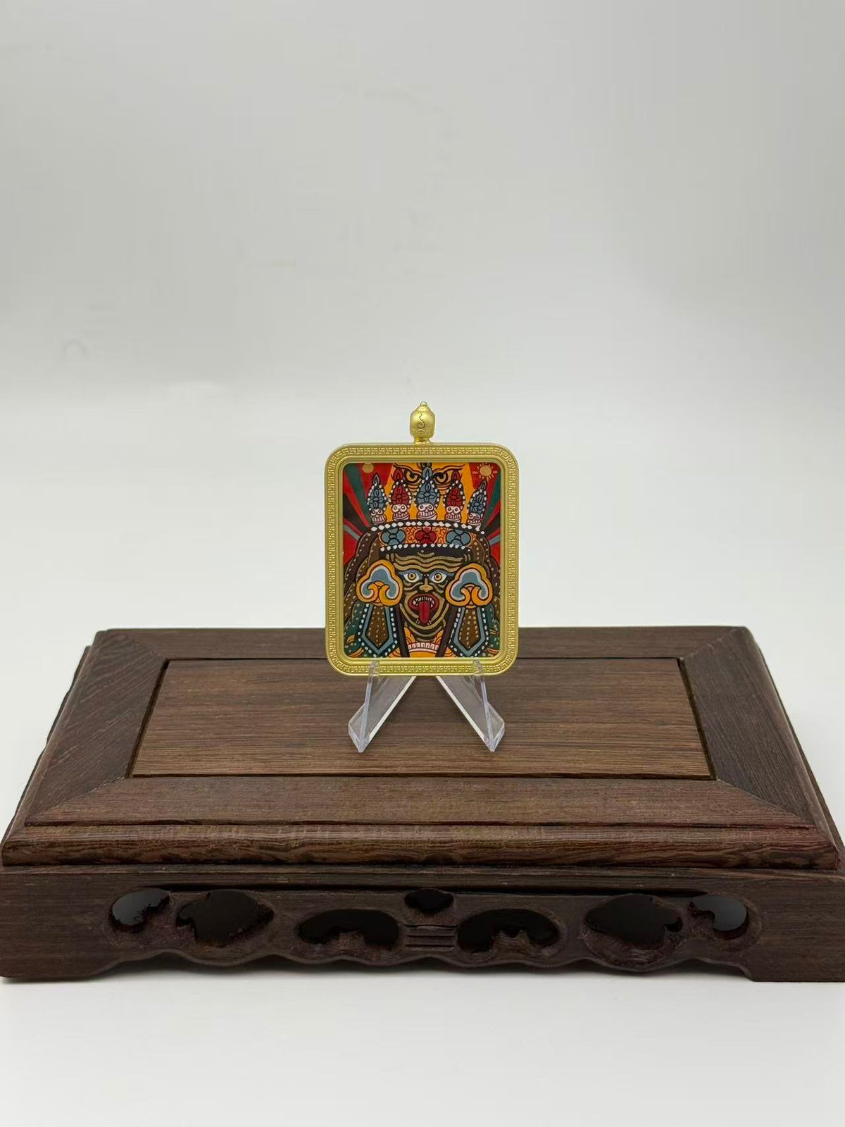 Zhaxi Lhamo Mini Regong Thangka Pendant, Hand‑Painted with Natural Himalayan Mineral Pigments