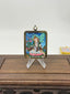 Samantabhadra Mini Regong Thangka Pendant, Hand‑Painted with Natural Himalayan Mineral Pigments
