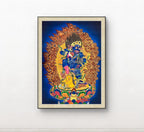 Black Jambhala Hand‑Painted Regong Thangka 76×53cm | Natural Mineral Pigments 76x53 cm