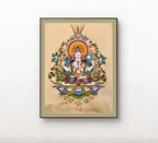 Four‑Armed Chenrezig Hand‑Painted Regong Thangka 60×45cm | Natural Mineral Pigments 60x45 cm