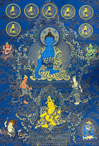 Medicine Buddha (Bhaisajyaguru) Hand‑Painted Regong Thangka 100×70cm | Natural Mineral Pigments 100x70 cm